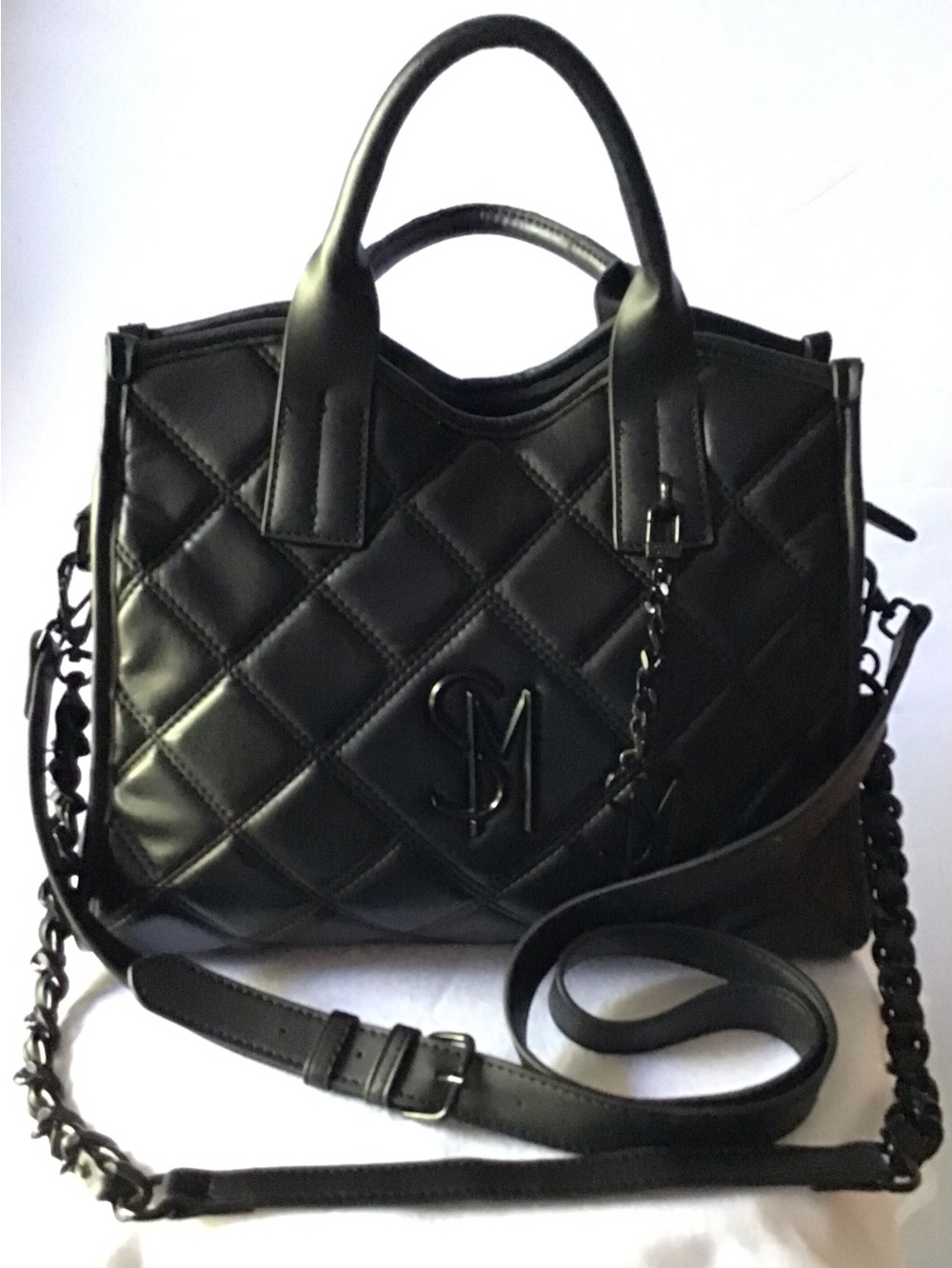 465 Steve Madden Black Quilted Top-Handle Shoulder Bag - Designer-Inspired